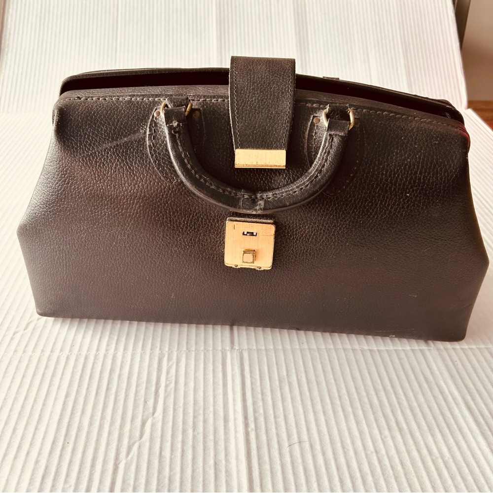 SCHELL Vintage Black Leather Doctors Bag